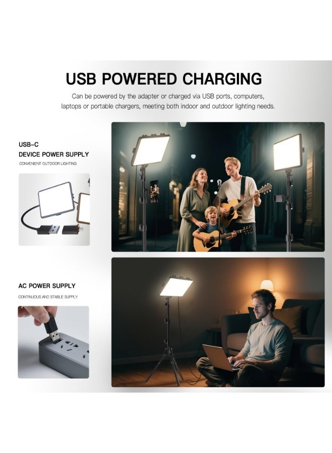 2-Pack LED Video Light Kit, Studio Light, 2800-6500K Dimmable Photography Lighting Kit with Tripod Stand&Phone Holder, 73" Stream Light for Video Recording, Game Streaming, YouTube - Image 5